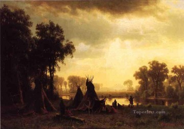 An Indian Encampment Albert Bierstadt Oil Paintings